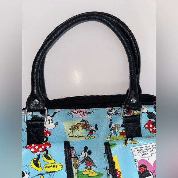 Disney Parks Authentic Mickey & Minnie Mouse Comic Strip Handbag Purse Blue - Picture 14 of 16